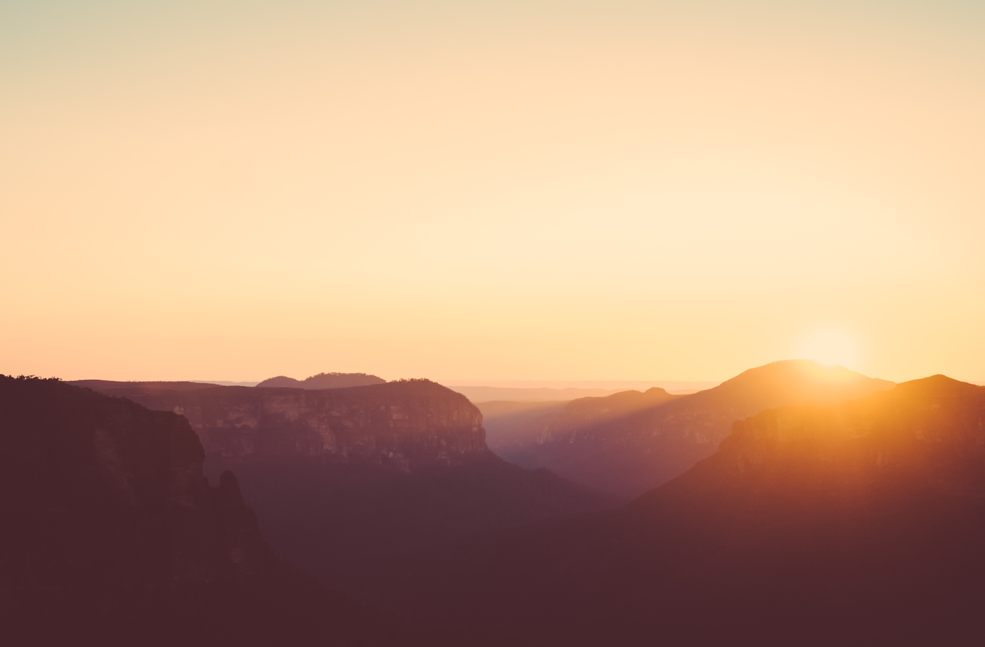 Silhouette of Mountains during Golden Hour